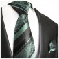 Preview: Krawatte mintgrün barock gestreift Seide mit Einstecktuch