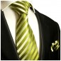 Preview: Krawatte grün gestreift mit Einstecktuch