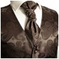 Preview: Braune Hochzeitsweste mit Plastron Krawatte Einstecktuch und Manschettenknöpfen v96