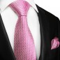 Preview: Krawatte pink kariert mit Einstecktuch