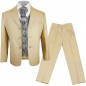 Preview: Kinder Anzug festlich beige + silber graues paisley Westenset mit Plastron