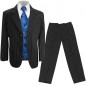 Preview: Kinder Anzug / Jungen Anzug festlich schwarz Nadelstreifen + blau paisley Westenset