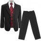 Preview: Kinder Anzug / Jungen Anzug festlich schwarz Nadelstreifen + rotes paisley Westenset