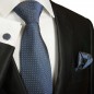Preview: Krawatte blau mit Einstecktuch gepunktet Seide 2041