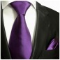 Preview: Krawatte violett Seide uni satin mit Einstecktuch