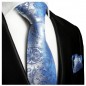 Preview: Krawatte blau paisley mit Einstecktuch 428