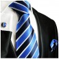 Preview: Krawatte blau mit Einstecktuch 454