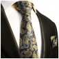 Preview: Krawatte marine blau mit Einstecktuch gold paisley Seide 365