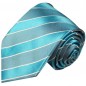 Preview: Krawatte türkis gestreift Seidenkrawatte - Seide - Krawatte mit Einstecktuch und Manschettenknöpfe