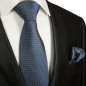 Preview: Blaue Krawatte mit Einstecktuch blau gepunktet 2041