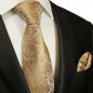 Preview: Krawatte braun barock mit Einstecktuch