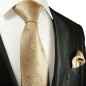 Preview: Krawatte cappuccino braun mit Einstecktuch