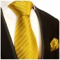Preview: Krawatte gold mit Einstecktuch