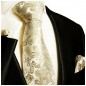 Preview: Krawatte braun silber paisley Seide mit Einstecktuch und Manschettenknöpfe