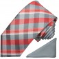 Preview: Kontrast Knoten Krawatten Set 2tlg Krawatte + Einstecktuch grau rot P3