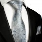 Preview: Krawatte grau blau paisley brokat 2000
