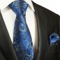 Preview: Krawatte blau paisley mit Einstecktuch 2044