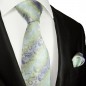 Preview: Krawatte grün blau mit Einstecktuch paisley 2058
