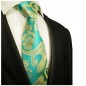 Preview: Krawatte türkis gelb paisley brokat 2024