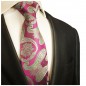 Preview: Krawatte pink grün paisley Seide