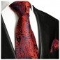 Preview: Krawatte rot blau paisley Seide mit Einstecktuch