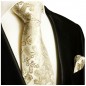Preview: Krawatte braun silber paisley Seide mit Einstecktuch