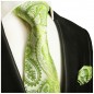 Preview: Krawatte grün mit Einstecktuch Seide