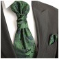Preview: Hochzeitskrawatte Plastron grün mit Einstecktuch | Bräutigam Hochzeit Krawatte