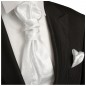 Preview: Weiße Hochzeitskrawatte mit Einstecktuch paisley | Plastron | Hochzeit  Ascot Krawatte