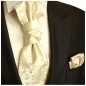Preview: Champagner Hochzeitskrawatte mit Einstecktuch floral | Plastron | Hochzeit  Ascot Krawatte