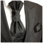 Preview: Schwarze Hochzeitskrawatte mit Einstecktuch paisley | Plastron | Hochzeit  Ascot Krawatte