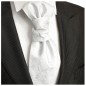 Preview: Hochzeitskrawatte | Plastron weiß silber floral Hochzeit Krawatte