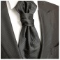 Preview: Hochzeitskrawatte | Plastron schwarz uni gestreift Hochzeit Krawatte