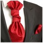 Preview: Rote Hochzeitskrawatte mit Einstecktuch uni | Plastron | Hochzeit  Ascot Krawatte