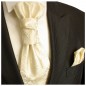 Preview: Champagner Hochzeitskrawatte mit Einstecktuch paisley | Plastron | Hochzeit  Ascot Krawatte