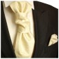 Preview: Creme Hochzeitskrawatte mit Einstecktuch paisley | Plastron | Hochzeit  Ascot Krawatte