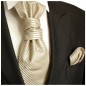 Preview: Cappuccino Hochzeitskrawatte mit Einstecktuch gestreift | Plastron | Hochzeit  Ascot Krawatte