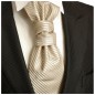 Preview: Hochzeitskrawatte | Plastron cappuccino braun gestreift Hochzeit Krawatte