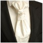 Preview: Hochzeitskrawatte | Plastron ivory elfenbein floral Hochzeit Krawatte