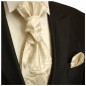 Preview: Cappuccino Hochzeitskrawatte mit Einstecktuch floral | Plastron | Hochzeit  Ascot Krawatte