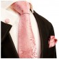Preview: Krawatte pink paisley Seide mit Einstecktuch und Manschettenknöpfe