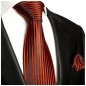 Preview: Krawatte rot schwarz gestreift Seide mit Einstecktuch