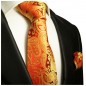 Preview: Krawatte rot gold paisley Seide mit Einstecktuch