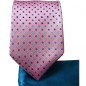 Preview: Paul Malone 7 fold Seidenkrawatte mit Einstecktuch rosa blau gepunktet