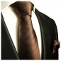 Preview: Krawatte braun uni mit Einstecktuch