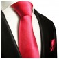 Preview: Krawatte pink uni Seide mit Einstecktuch