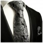 Preview: Krawatte grau schwarz paisley brokat Seide mit Einstecktuch