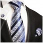 Preview: Blaue Krawatte Seide barock gestreift 855