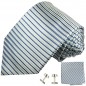 Preview: Krawatte silber blau gestreift 429