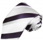Preview: Krawatte silber weiß lila gestreift Seide